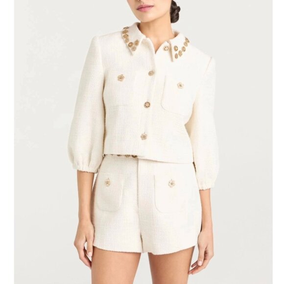 NWT Cinq a Sept Ansey Jacket & Short Set - Gardenia Ivory Tweed Cocktail Party - Picture 2 of 7